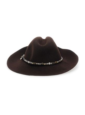 Golden Goose GUP01079 Studded Leather Band Fedora - Brown