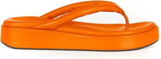 Cortana Platte sandaal - Dames - Slippers - Oranje - 40 EU - Leer - Schoenen