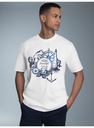 Trigema T-Shirt TRIGEMA TRIGEMA T-Shirt mit maritimem Printmotiv, Herren, Gr. 4XL, weiss (wei&szlig;), Single Jersey, 100% Baumwolle, Basic, Rundhals, Shirts T-Shir