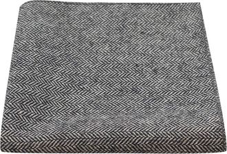King & Priory Black Herringbone Pocket Square, Handkerchief, Charcoal Grey