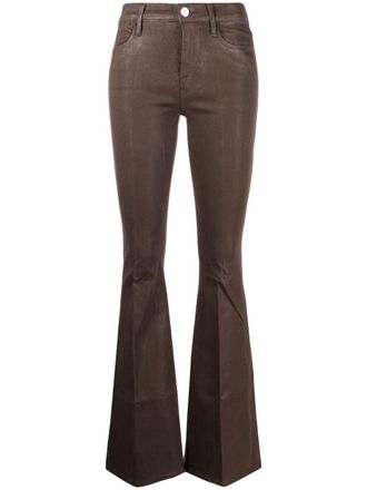Frame Denim flared low-rise jeans - women - Cotton/Polyamide/Spandex/Elastane - 24 - Brown