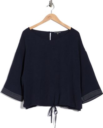 Adrianna Papell Topstitched Woven Top in Blue Moon/Ivory at Nordstrom Rack, Size 1 X