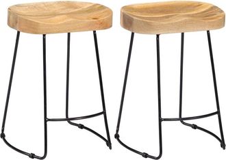 vidaXL Gavin Bar Stools 2 pcs Solid Mango Wood vidaXL