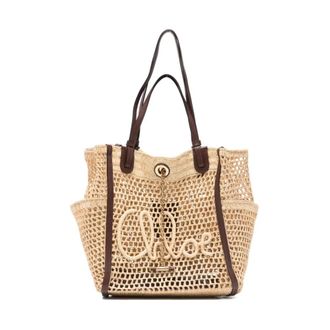 Chlo&eacute; Handbags, female, Beige, Size: ONE SIZE Iconic Rafia Tote