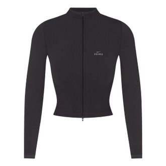 Nike (WMNS) Nike x SKIMS Ribbed Seamless Zip Up Crop Jacket Obsidian TPLSL11145W-OAR