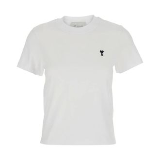 Ami T-Shirts, female, White, Size: M De Coeur Cropped T-Shirt