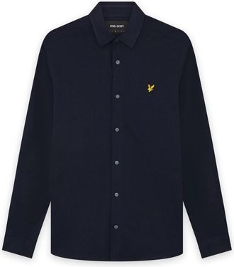 Lyle & Scott Pique Jersey Shirt - Heren - Casual Overhemden - Blauw - S - Overhemden