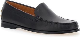Tod's Womens Loafers Black Calf Leather