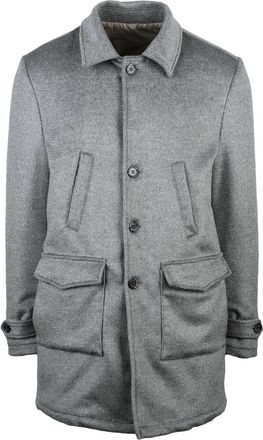LUIGI BORRELLI NAPOLI Grey Wool-Alpaca Caban Jacket
