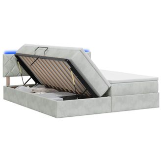vidaXL Cama De Almacenamiento Led Con Colch&oacute;n Gris Claro 180 X 200 Cm Vidaxl