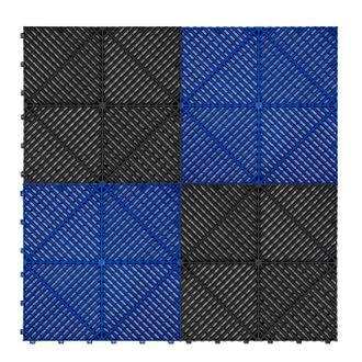 MonsterShop Vented Garage Floor Tiles With Edges - 60 Black & 60 Blue