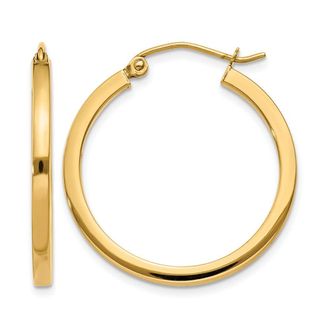 Diamond2Deal 14k Gold 2mm Square Shape Tube Hoop Earrings