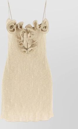 Magda Butrym dress 05 spaghetti straps textured ruffled neckline