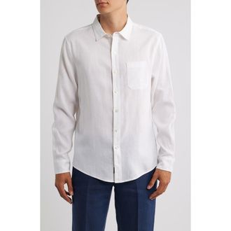 Mack Weldon Linen Button-Up Shirt in Bright White at Nordstrom, Size Xx-Large
