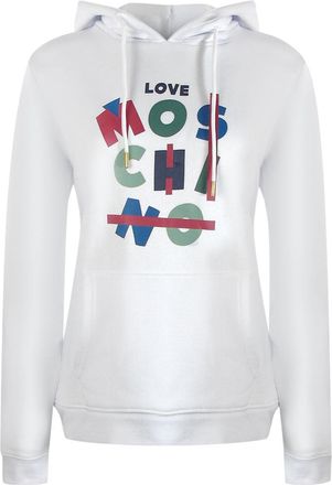 Moschino Mens Love Jumble Logo White Hoodie Cotton - Size X-Large
