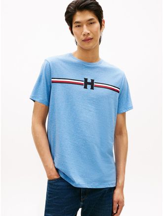 Tommy Hilfiger Mens Signature H Stripe T-Shirt - Blue - XXXL