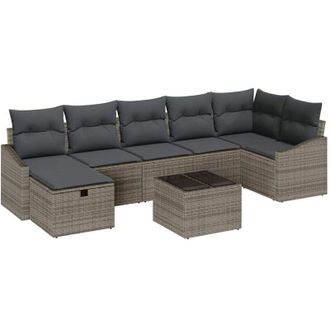 vidaXL Conjunto De Sof&aacute; De Jard&iacute;n 8 Pcs Gris 55 X 62 X 69 Cm Polirat&aacute;n Vidaxl