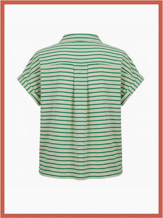 Nooki Design Womens Caspian Towelling Stripe Blouse - Green - Size: 10/8