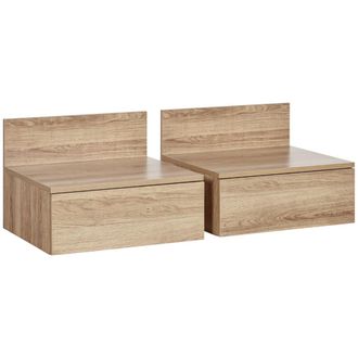 HOMCOM Mesillas de noche 43x36.5x30.5 cm madera natural