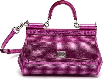 Dolce & Gabbana Small Sicily Elongated Leather Bag - Dames - Handtassen - Paars - ONE Size - Katoen - Tassen