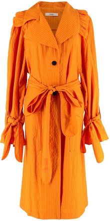 Br&oslash;gger Brogger Orange Sienna Gingham Trench Coat Size M