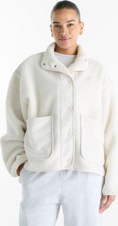 New Balance Donna High Pile Fleece Jacket in Beige, Poly Fleece, Taglia XL