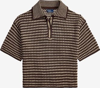 Polo Ralph Lauren Boxy-Polohemd im gestreiften Lochstrick aus Baumwolle