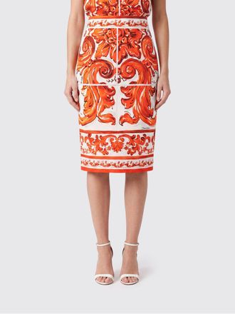 Dolce & Gabbana Gonna midi a tubino in seta stretch con stampa Maioliche