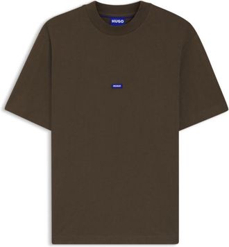 HUGO BOSS Cotton-jersey T-shirt with blue logo patch