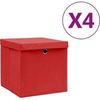OEM Cajas De Almacenamiento Con Tapa, Juego De 4, 28 X 28 X 28 Cm, Rojo - Crezuo
