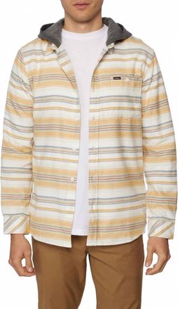 O'Neill Redmond Hooded Flannel Shirt In White Stripe