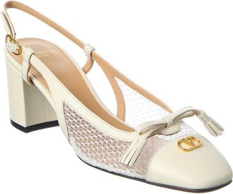Valentino Valet Du Roi 60 Mesh & Leather Slingback Pump