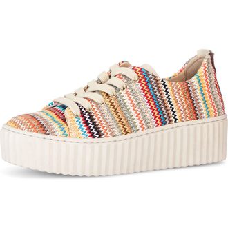 Gabor Woven Platform Sneaker in Beige Multicolor at Nordstrom, Size 6.5Us