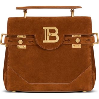 Balmain Suede B-Buzz 23 bag in Brown at Nordstrom