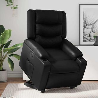 vidaXL Vidaxl - Sill&oacute;n Reclinable Y Elevable El&eacute;ctrico Cuero Sint&eacute;tico Negro