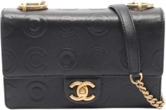 Chanel Pre-owned Coco Embossed Leather Shoulder Bag - Dames - Vintage Schoudertas - Zwart - ONE Size - Leer - Vintage