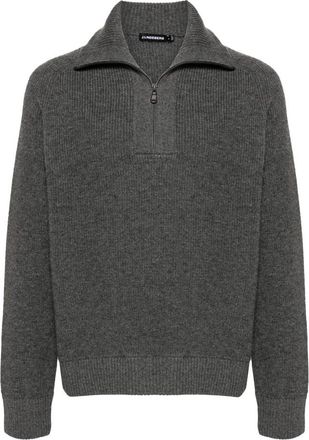J.Lindeberg Quarter Zip Gebreide Trui in Grijs - Heren - Coltruien - Grijs - XL - Wol - Truien & Vesten