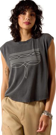 Ariat Womens Dallas Cropped T-Shirt in Charcoal Mineral Wash, Size 2X-Large, by Ariat