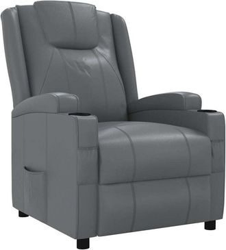 vidaXL Sill&oacute;n Reclinable De Cuero Sint&eacute;tico Gris Antracita Vidaxl