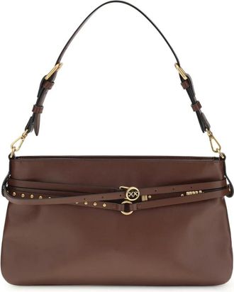 Pinko Borsa a spalla in pelle - Dames - Schoudertassen - Bruin - ONE Size - Leer - Tassen