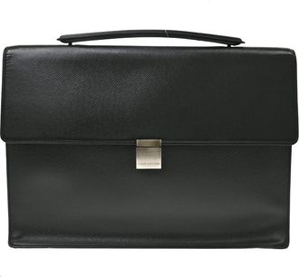 Louis Vuitton Porte-Documents Angara Taiga Leather Black Leather Briefcase Bag (Pre-Owned)