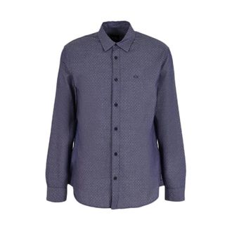 A|X Armani Exchange Blauw Overhemd met Polka Dots - Heren - Casual Overhemden - Blauw - S - Katoen - Overhemden