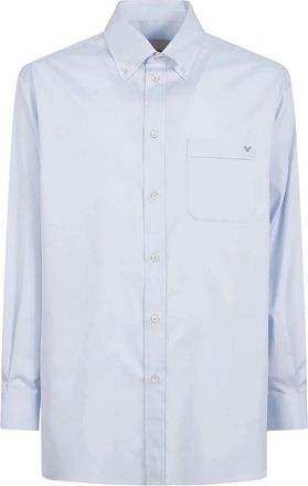 Valentino Overhemden, Heren, Blauw, L, Lange Mouwen Shirt