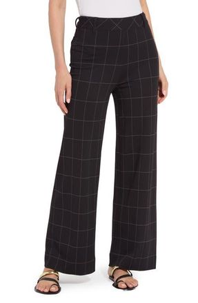 Lyss&eacute; Erin Windowpane Check High Waist Wide Leg Ponte Pants in Double Check Line at Nordstrom, Size X-Small