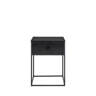 House Nordic Mesa de noche con caj&oacute;n de madera y metal - Negro