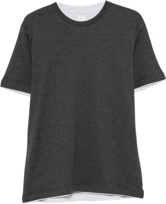 Eleventy Gelaagde T-shirt met hoge hals - Heren - T-shirts - Grijs - XL - Katoen - Tops