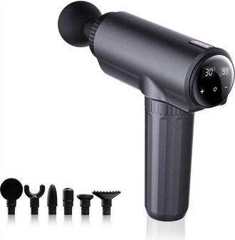 No Brand Pistola De Masaje Port&aacute;til Para Tejido Profundo - 30 Niveles De Velocidad - 6 Cabezales De Masaje - Recargable Mediante Usb-c
