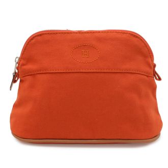 Herm&egrave;s Red Orange Canvas Pouch (Pre-Owned)