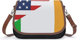 Generic U.S. And Colombia Flag Crossbody Bag Womens Handbag PU Message Bags Shoulder Purse with Adjustable Strap