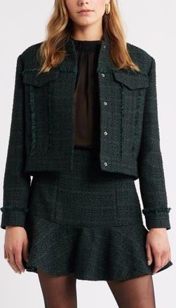 Treasure & Bond Tweed Boucl&eacute; Jacket in Green- Black at Nordstrom Rack, Size Xx-Small